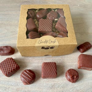Chocolate Fudge Soy Wax Melts | Assorted Chocolate Shaped Melts in a Bakery Box