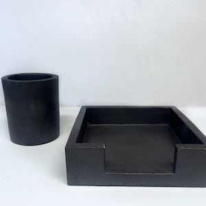 Minimalist Concrete Desk Set | Table Organizer | Pen Holder & Sticky Note Stand | Modern Office Accessory | Gift for Him or Her