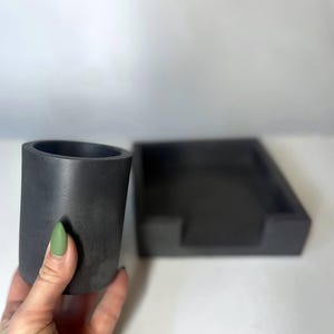 Concrete Napkin Holder & Utensil Cup | Minimalist Tableware Set | Modern Table Accessory | Housewarming Gift | Home Decor