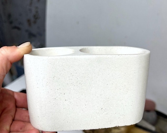 Concrete Utensil Holder | Minimalist Kitchen Organizer | Double Compartment Storage for Cutlery | Modern Table Accessories