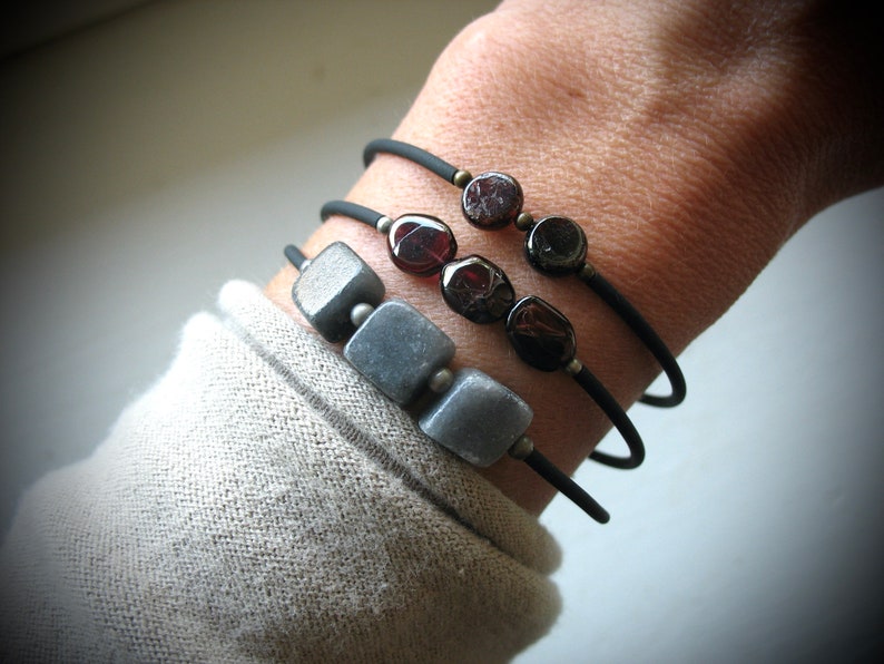 Garnet Bracelet, Garnet Stone Bracelet , Handmade Gemstone Cuff Bracelet image 7