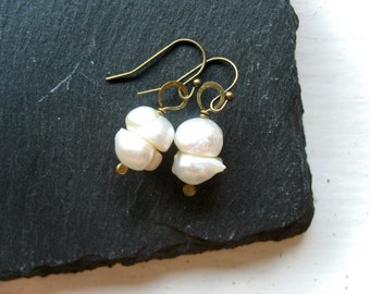 White Freshwater Pearl Earrings Jewelry Handmade in USA