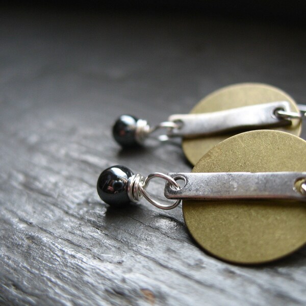 Hematite Gemstone Metalwork Earrings Jewelry Handmade in USA