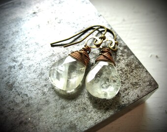 Faceted Quartz Gemstone Earrings, Handmade Gemstone Jewelry, Made in USA