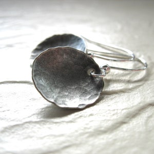 Silver Earrings, Metalwork Earrings, Silver Dome Earrings, Handmade Earrings, Artisan Jewelry, Hammered Silver, Made in USA image 6