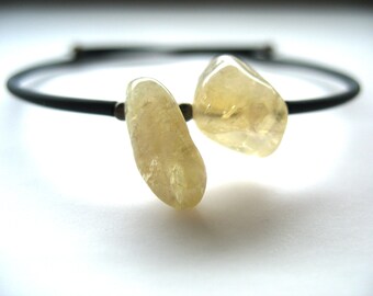 Citrine Gemstone Cuff Bracelet Jewelry Handmade in USA