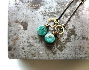 Faceted Emerald Birthstone Gemstone Earrings Jewelry Handmade in USA