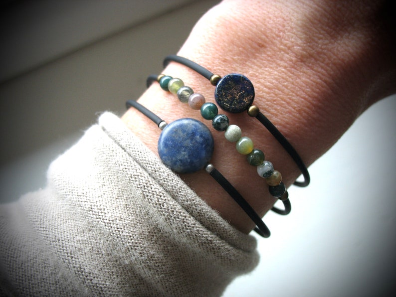 Lapis Lazuli Gemstone Cuff Bracelet Jewelry Handmade in USA image 5