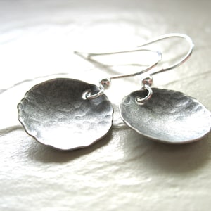 Silver Earrings, Metalwork Earrings, Silver Dome Earrings, Handmade Earrings, Artisan Jewelry, Hammered Silver, Made in USA image 1