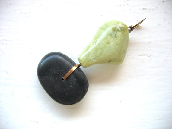 Green Serpentine Black Jasper Gemstone Pendant Necklace Jewelry, Made in USA