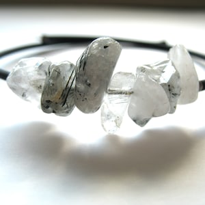 Tourmalinated Quartz Crystal Gemstone Bracelet Handmade in USA