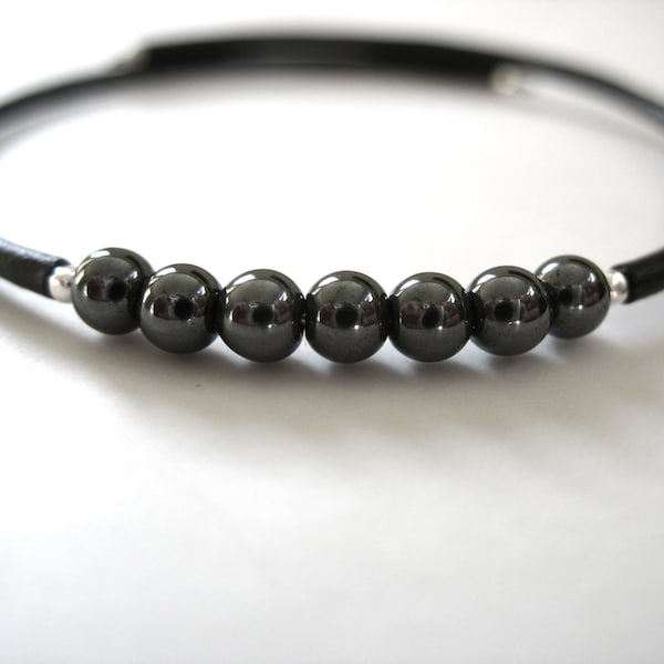 Hematite Bracelet, Black Hematite Stone Bounce Back Bracelet, Handmade Hematite Gemstone Jewelry