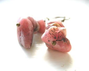 Rhodochrosite Gemstone Earrings Jewelry Handmade in USA