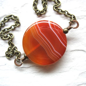 Orange Agate Gemstone Necklace Jewelry Handmade in USA