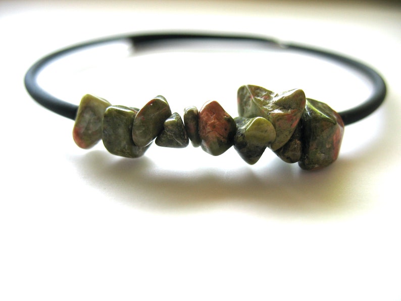 Unakite Bracelet, Unakite Stone Cuff Bracelet, Handmade Gemstone Unakite Jewelry, Stone Bracelet image 1