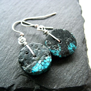 Turquoise Gemstone Disc Birthstone Earrings Jewelry Made in the USA