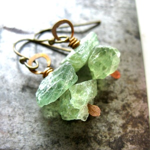 Green Kyanite Gemstone Earrings Jewelry Handmade in USA