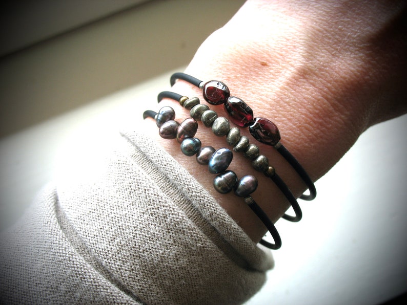 Garnet Bracelet, Garnet Stone Bracelet , Handmade Gemstone Cuff Bracelet image 4