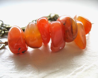 Orange Agate Gemstone Bracelet Jewelry, Handmade Artisan Jewelry Made in USA