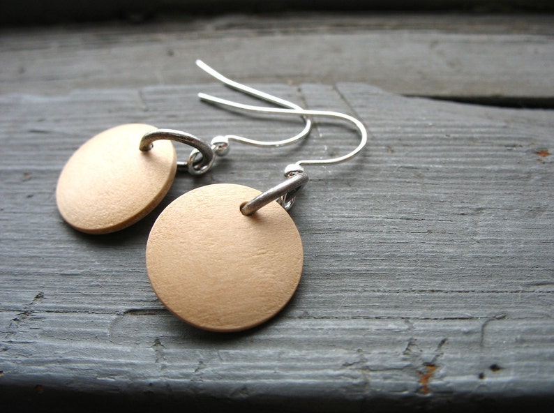 Wood Earrings, Maple Wood Earrings, Blond Maple Wood Dangle Drop Earrings, Handmade Wood Jewelry image 1