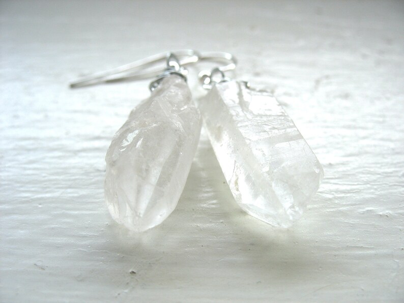 Quartz Crystal Point Gemstone Earrings Jewelry Handmade in USA image 2