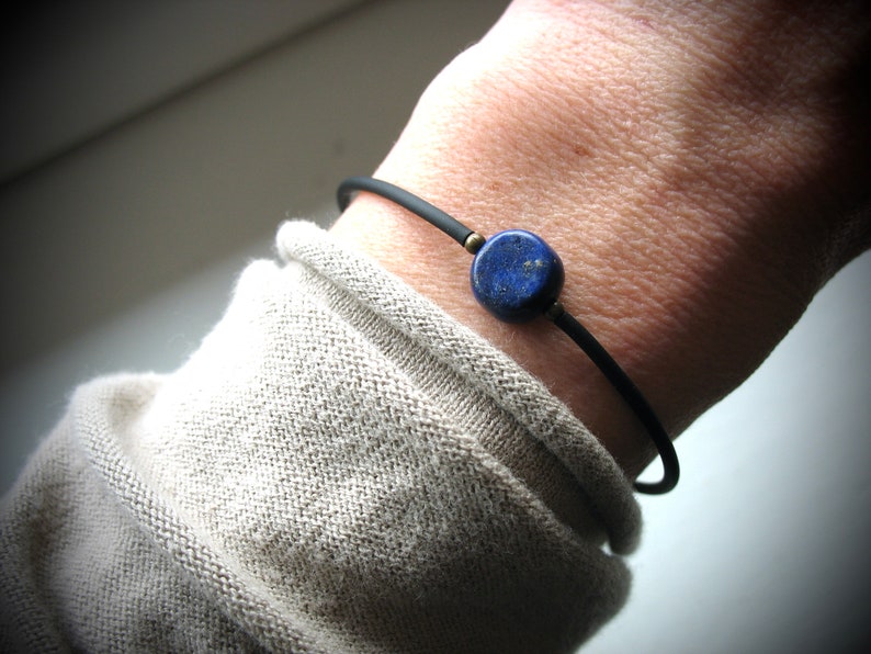 Lapis Lazuli Gemstone Cuff Bracelet Jewelry Handmade in USA image 3