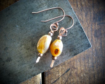 Ocean Jasper Copper Gemstone Earrings Jewelry Handmade in the USA