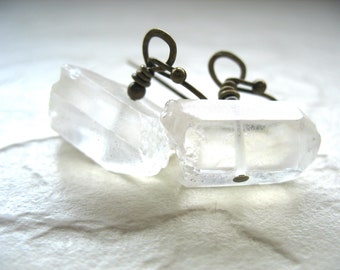 Quartz Crystal Point Gemstone Earrings Jewelry Handmade Handmade in USA