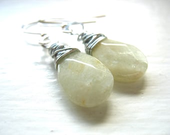 Faceted Aquamarine Earrings, Made in USA