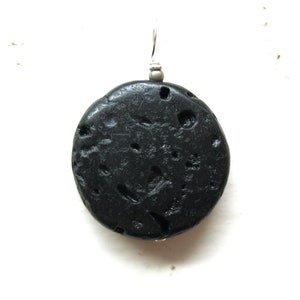 Black Lava Rock Stone Pendant Necklace Jewelry Handmade in USA