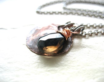 Smoky Quartz Necklace, Stone Copper Necklace, Handmade Jewelry, Pendant Necklace, Made in USA