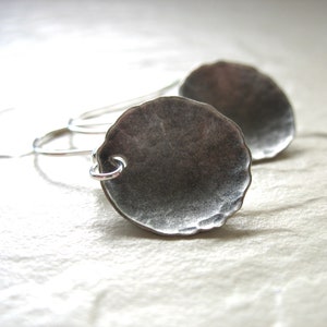 Silver Earrings, Metalwork Earrings, Silver Dome Earrings, Handmade Earrings, Artisan Jewelry, Hammered Silver, Made in USA image 2