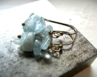 Aquamarine Gemstone Birthstone Earrings Jewelry Handmade in USA