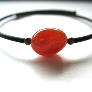Orange Agate Gemstone Cuff Bracelet Jewelry Made in USA
