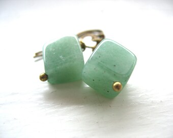 Green Aventurine Gemstone Earrings Jewelry Handmade in USA