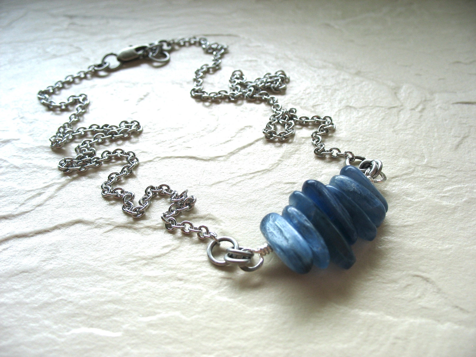 925 Sterling silver chain bracelet with natural kyanite blue gemstones fine jewelry for women main image 1
