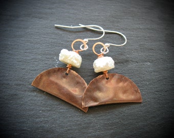 White Freshwater Pearl Copper Earrings Jewelry Handmade in USA