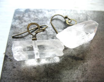 Quartz Crystal Point Gemstone Earrings Jewelry Handmade in USA