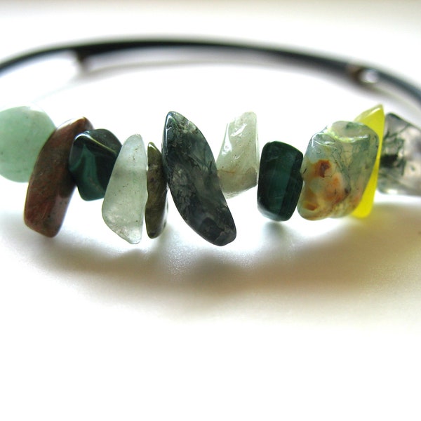 Ocean Jasper Aventurine Unakite Malachite Serpentine Mixed Gemstone Cuff Bracelet Jewelry Handmade in USA