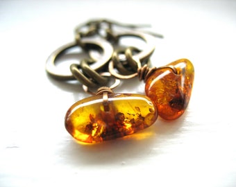 Baltic Amber Gemstone Hoop Earrings Jewelry Handmade in USA