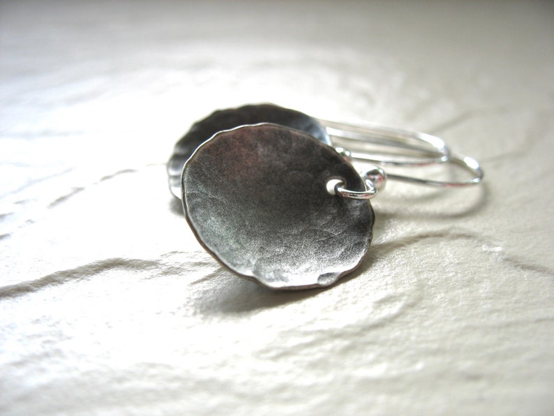 Silver Earrings, Metalwork Earrings, Silver Dome Earrings, Handmade Earrings, Artisan Jewelry, Hammered Silver, Made in USA image 3