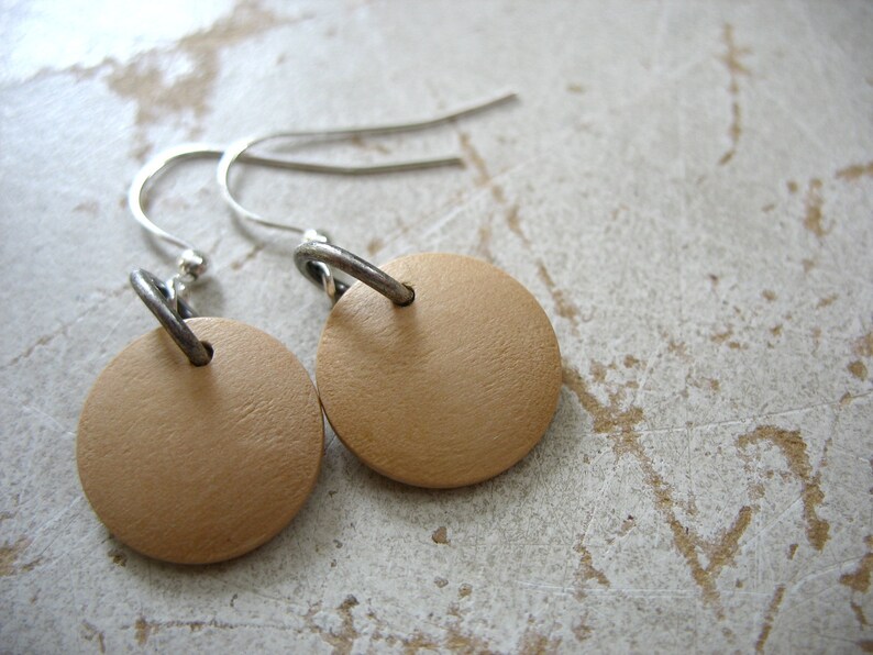 Wood Earrings, Maple Wood Earrings, Blond Maple Wood Dangle Drop Earrings, Handmade Wood Jewelry image 2