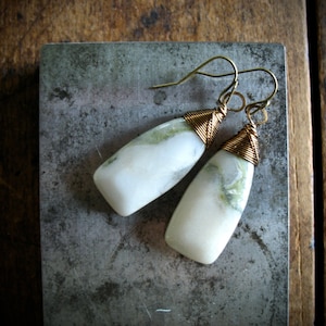 Jasper Gemstone Dangle Drop Earrings Jewelry handmade in USA
