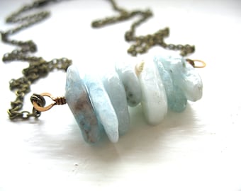 Aquamarine Gemstone Necklace Jewelry March Birthstone Handmade in USA