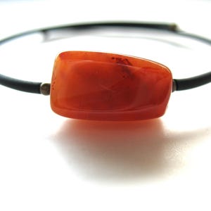 Orange Agate Gemstone Cuff Bracelet Jewelry Made in USA