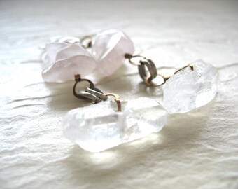 Quartz Earrings, Quartz Crystal Point, Rose Quartz Stone Earrings, Quartz Earrings, Stone Earrings, Gemstone Jewelry, Rose Quartz Jewelry