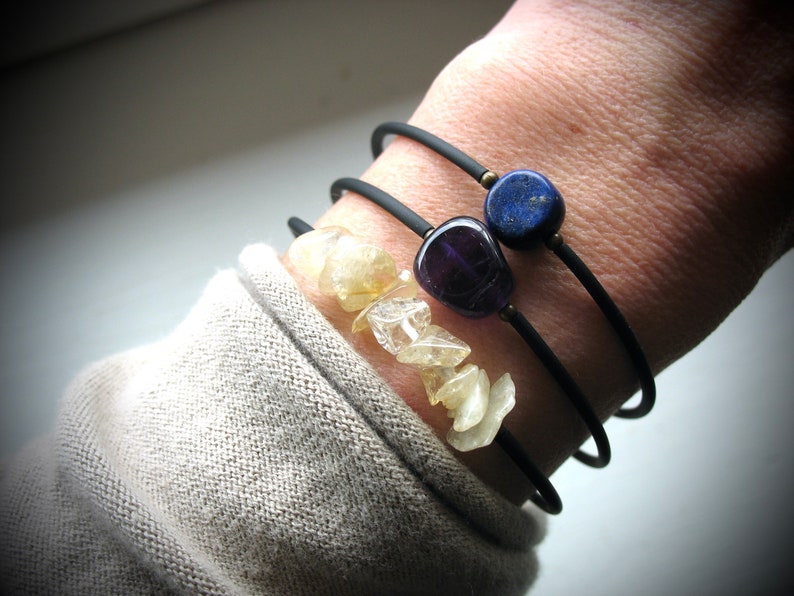 Lapis Lazuli Gemstone Cuff Bracelet Jewelry Handmade in USA image 4