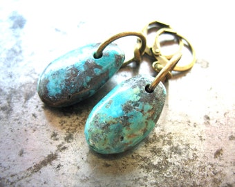 Turquoise Earrings, Turquoise Hoop Earrings, Turquoise, Handmade Turquoise Earrings, Turquoise Jewelry, Gemstone Earrings, Stone Earrings