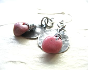 Rhodochrosite Earrings, Rhodochrosite Dangle Drop Earrings, Pink Rhodochrosite Stone, Handmade Earrings Jewelry, Gemstone Earrings