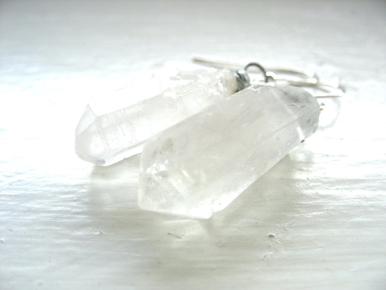 Quartz Crystal Point Gemstone Earrings Jewelry Handmade in USA image 1